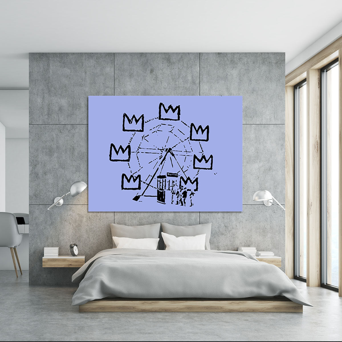 Banksy Basquiat Ferris Wheel Blue Canvas Print or Poster - Canvas Art Rocks - 5