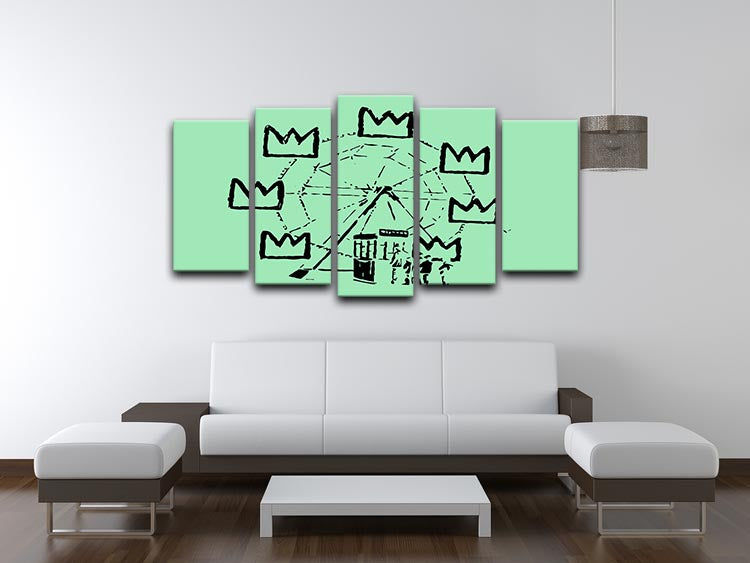 Banksy Basquiat Ferris Wheel Green 5 Split Panel Canvas - Canvas Art Rocks - 3