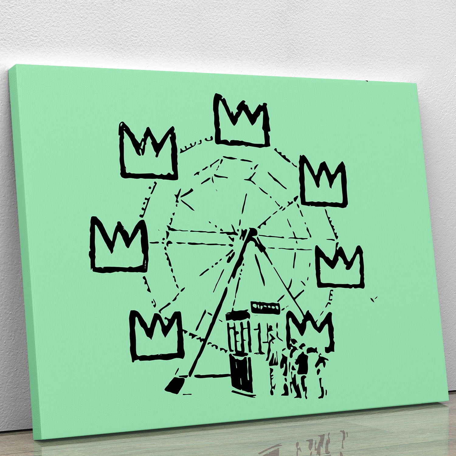 Banksy Basquiat Ferris Wheel Green Canvas Print or Poster - Canvas Art Rocks - 1