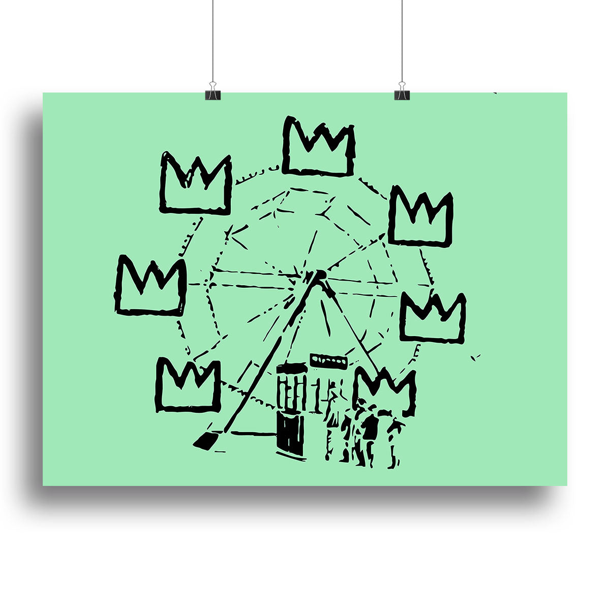 Banksy Basquiat Ferris Wheel Green Canvas Print or Poster - Canvas Art Rocks - 2