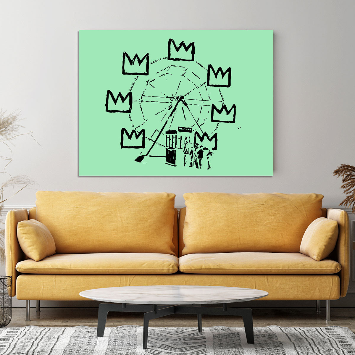 Banksy Basquiat Ferris Wheel Green Canvas Print or Poster - Canvas Art Rocks - 4