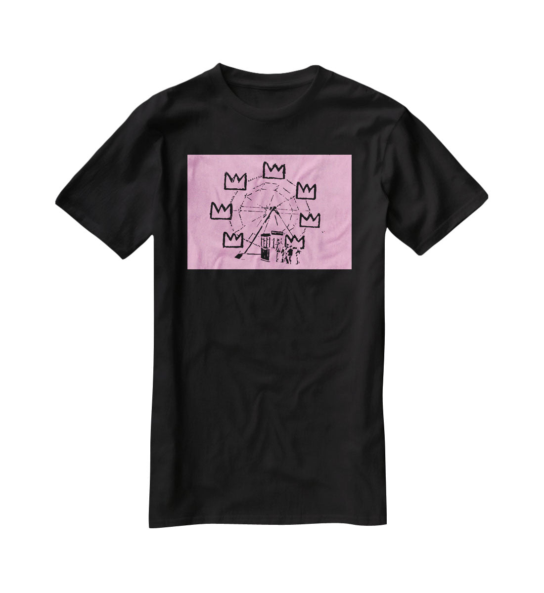 Banksy Basquiat Ferris Wheel Pink T-Shirt - Canvas Art Rocks - 1