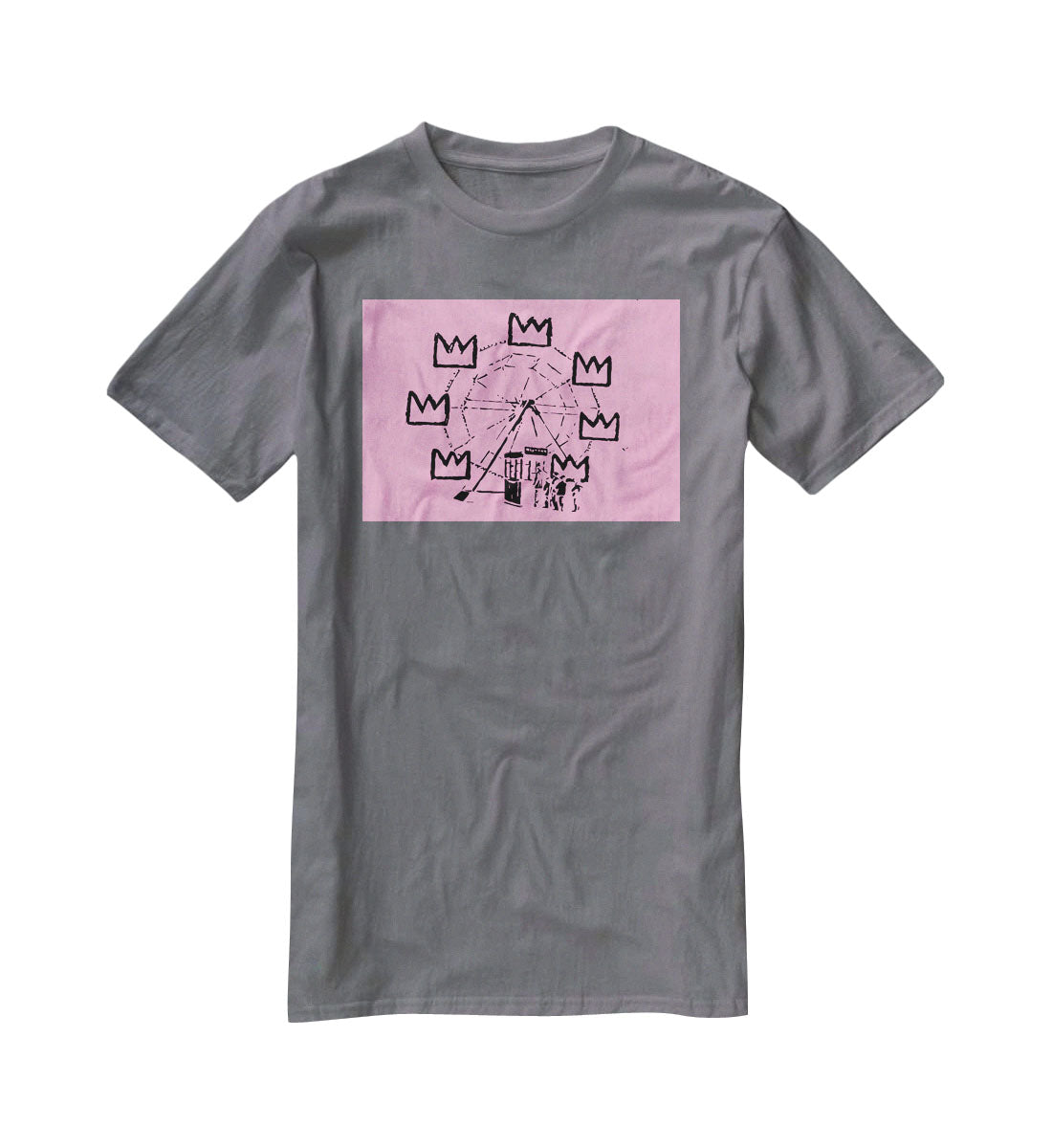 Banksy Basquiat Ferris Wheel Pink T-Shirt - Canvas Art Rocks - 3