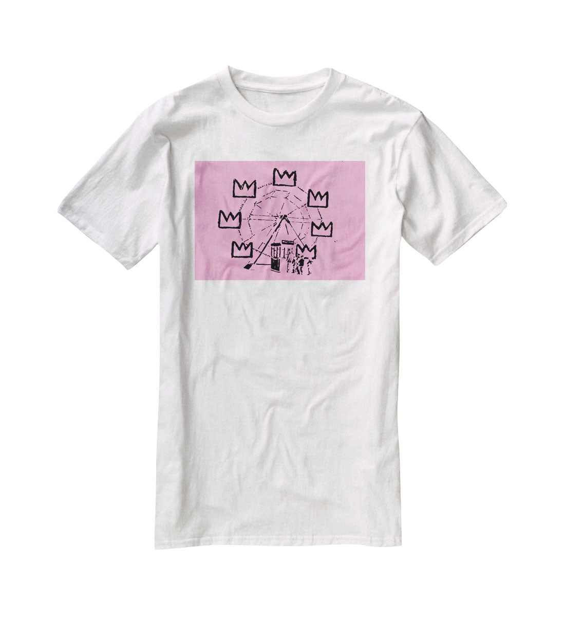 Banksy Basquiat Ferris Wheel Pink T-Shirt - Canvas Art Rocks - 5
