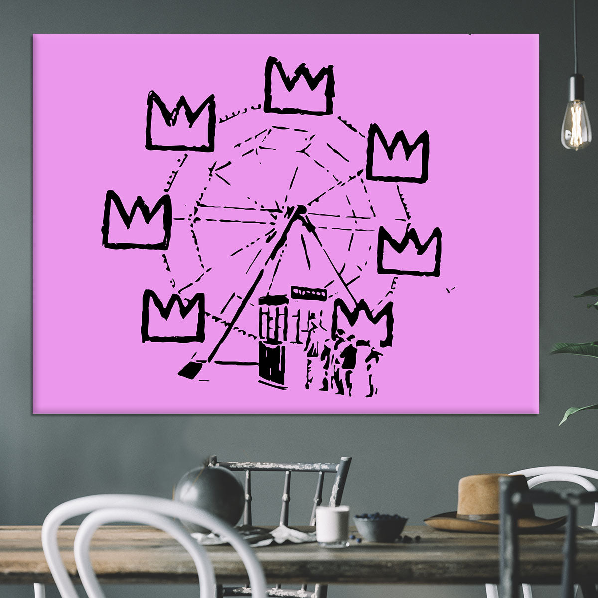 Banksy Basquiat Ferris Wheel Purple Canvas Print or Poster - Canvas Art Rocks - 3