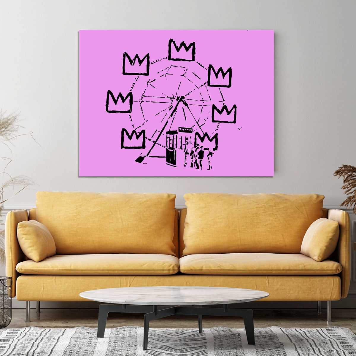 Banksy Basquiat Ferris Wheel Purple Canvas Print or Poster - Canvas Art Rocks - 4