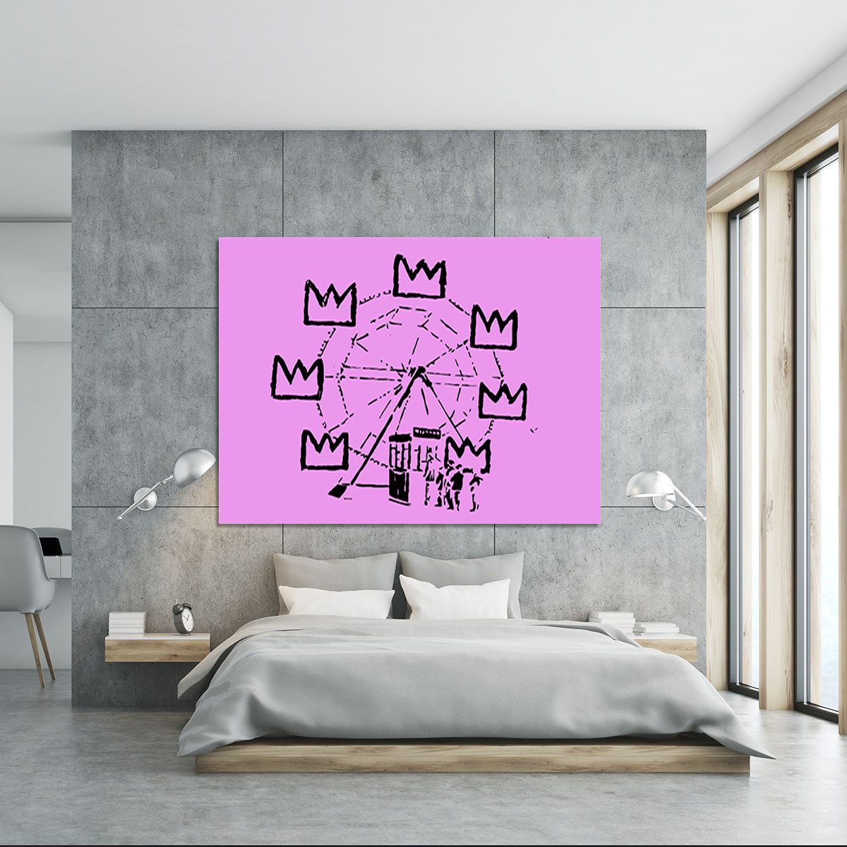 Banksy Basquiat Ferris Wheel Purple Canvas Print or Poster - Canvas Art Rocks - 5