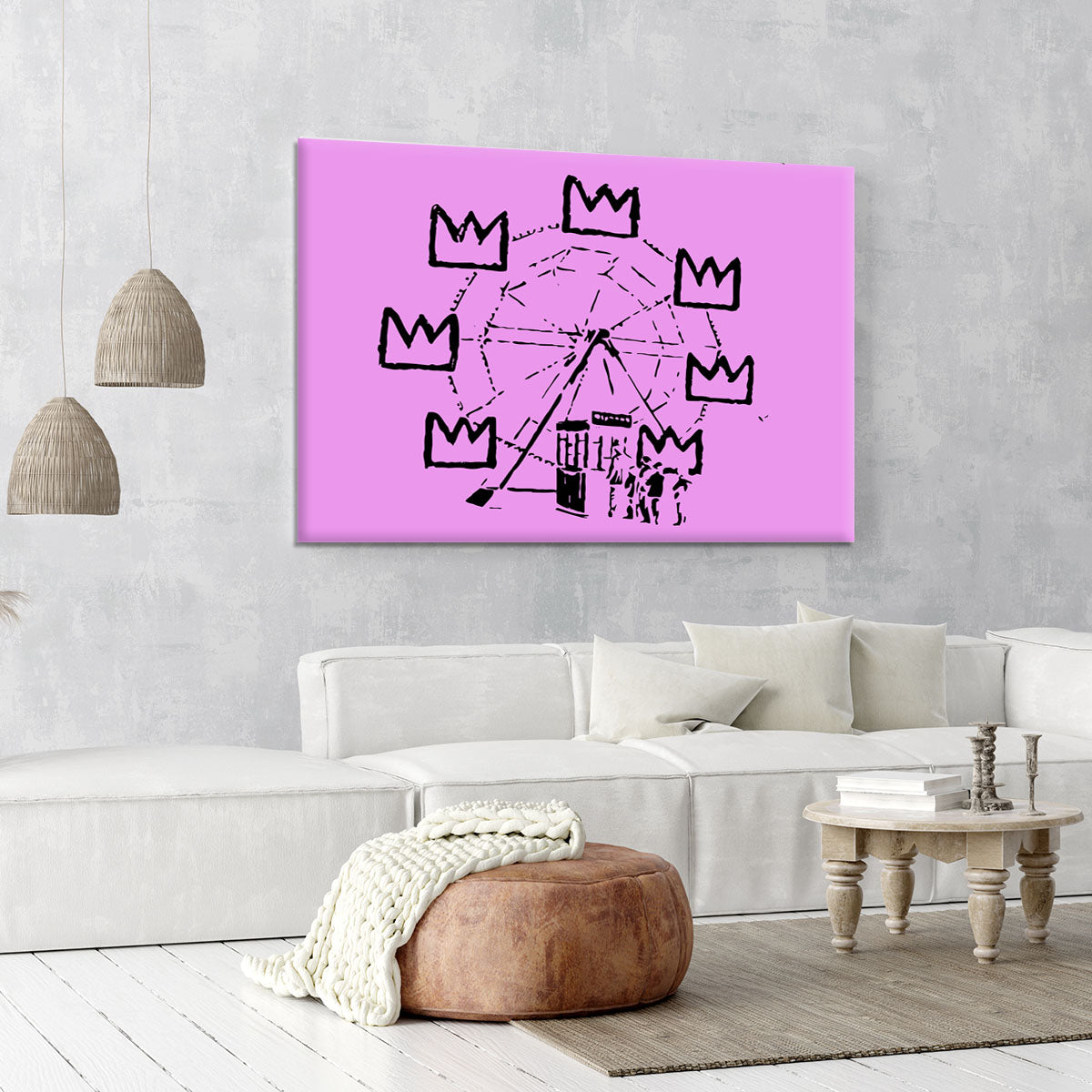 Banksy Basquiat Ferris Wheel Purple Canvas Print or Poster - Canvas Art Rocks - 6
