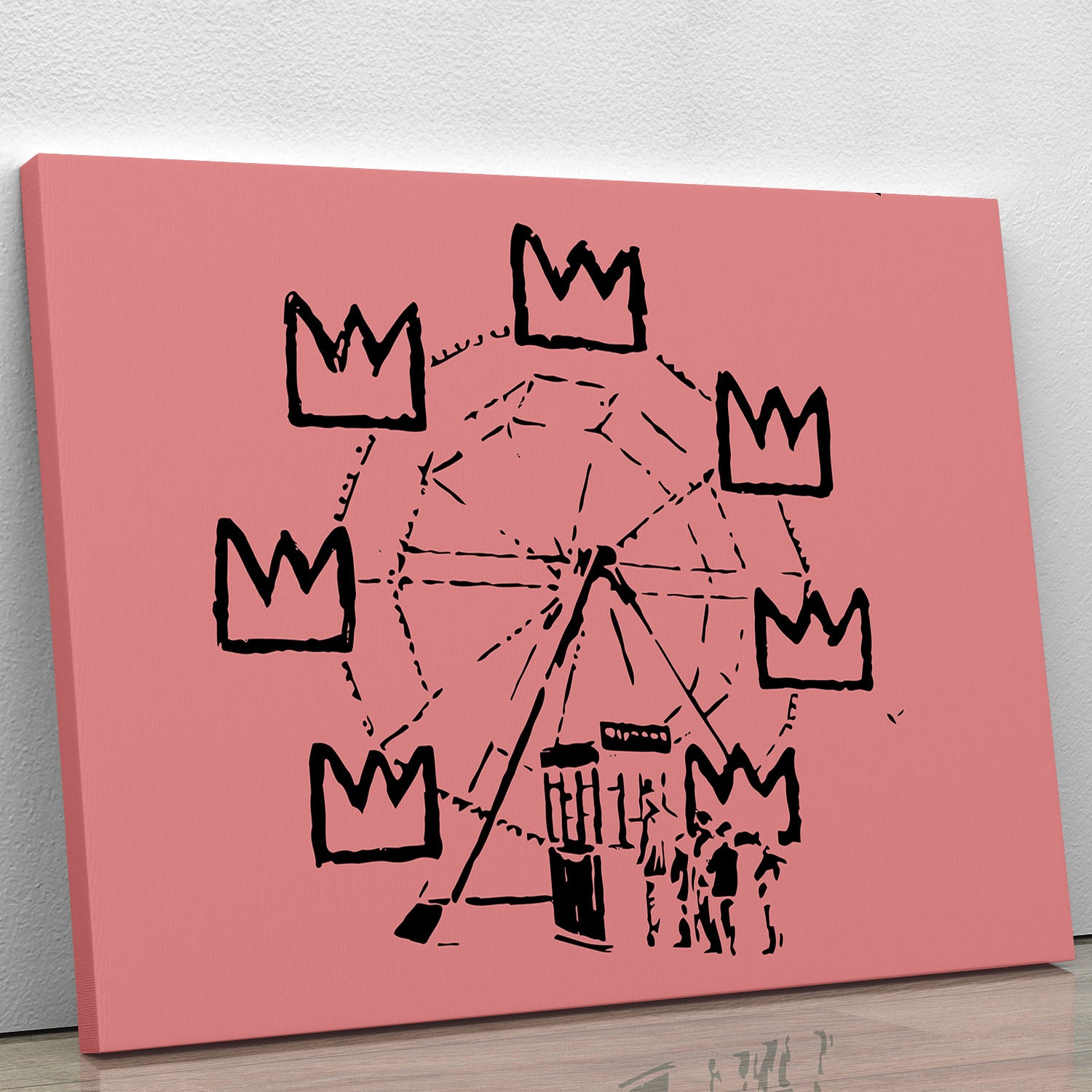 Banksy Basquiat Ferris Wheel Red Canvas Print or Poster - Canvas Art Rocks - 1