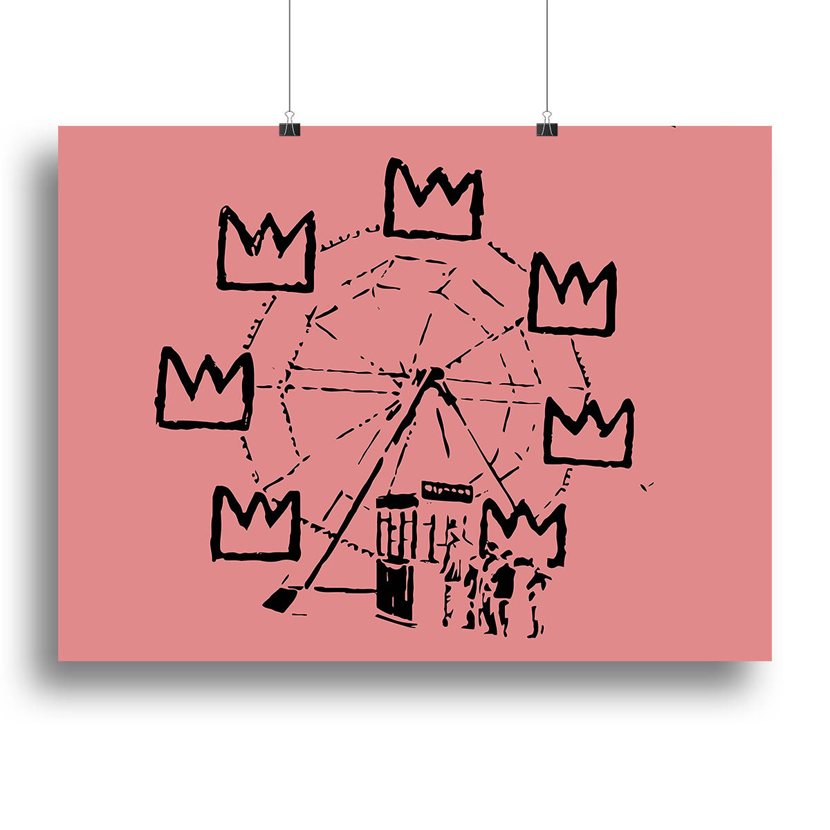 Banksy Basquiat Ferris Wheel Red Canvas Print or Poster - Canvas Art Rocks - 2