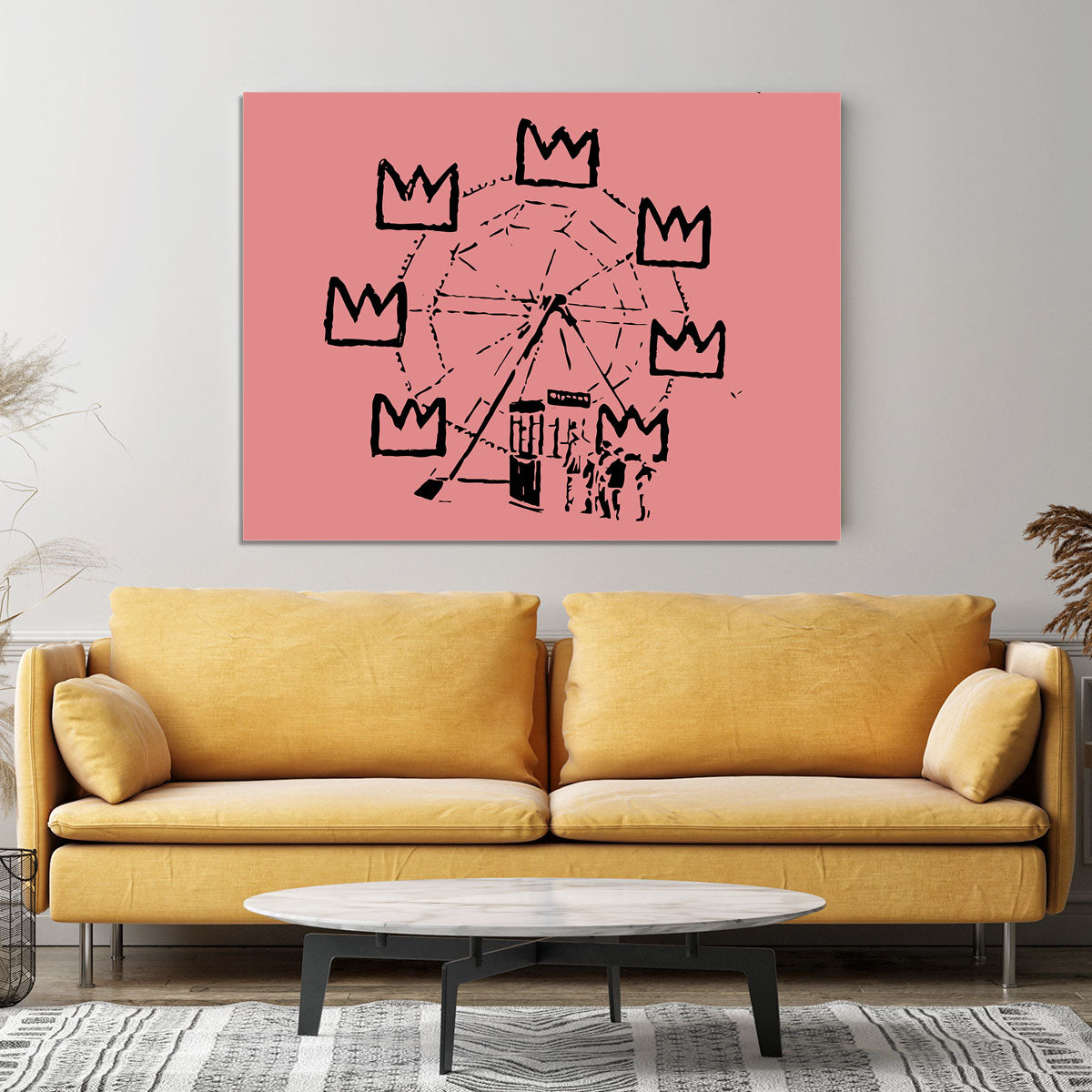 Banksy Basquiat Ferris Wheel Red Canvas Print or Poster - Canvas Art Rocks - 4