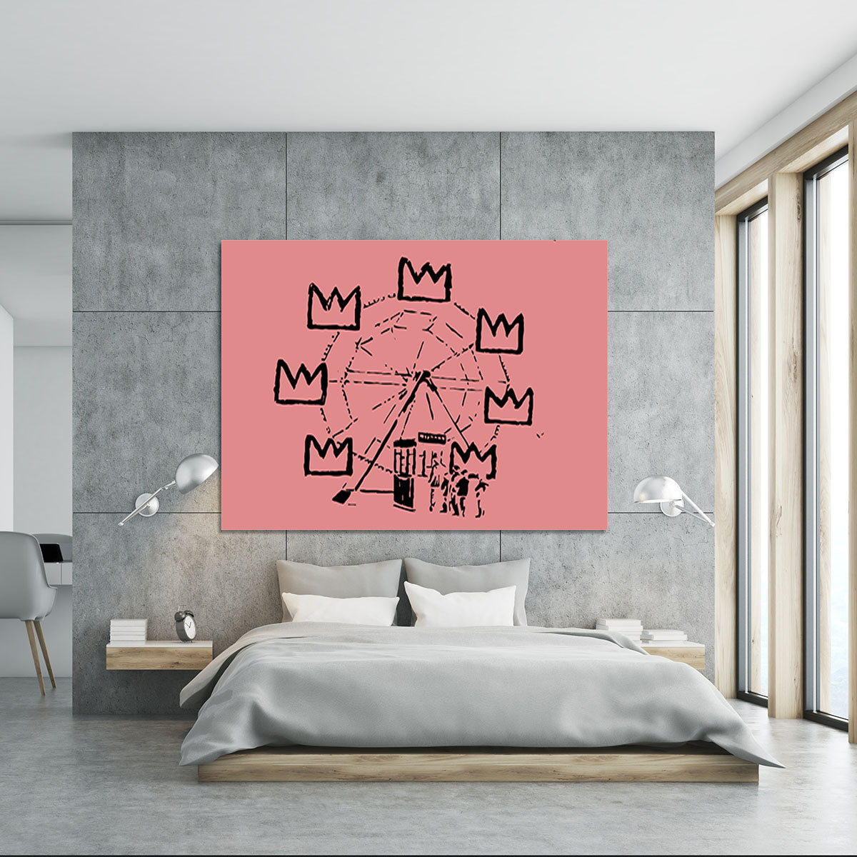 Banksy Basquiat Ferris Wheel Red Canvas Print or Poster - Canvas Art Rocks - 5