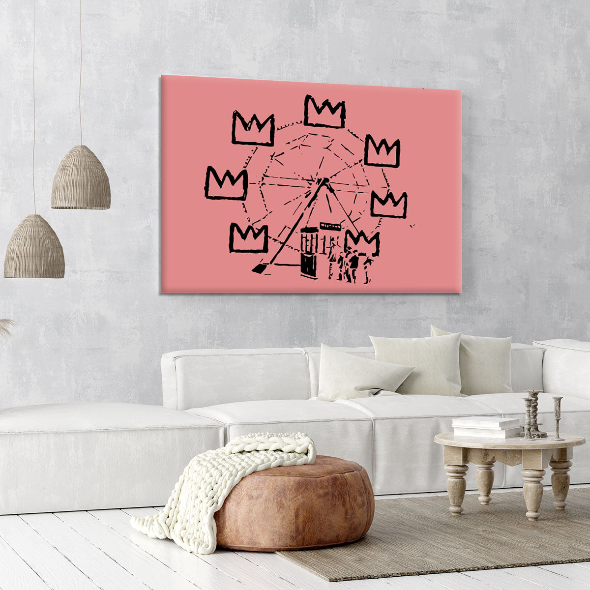 Banksy Basquiat Ferris Wheel Red Canvas Print or Poster - Canvas Art Rocks - 6