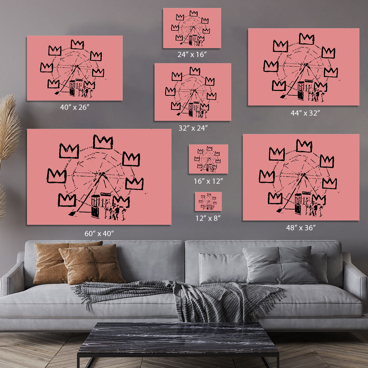 Banksy Basquiat Ferris Wheel Red Canvas Print or Poster - Canvas Art Rocks - 7