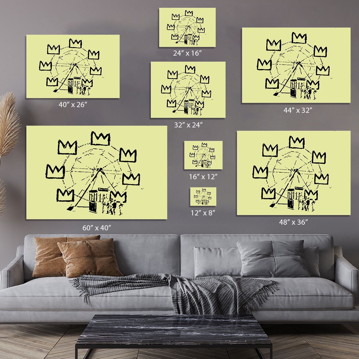 Banksy Basquiat Ferris Wheel Yellow Canvas Print or Poster - Canvas Art Rocks - 7