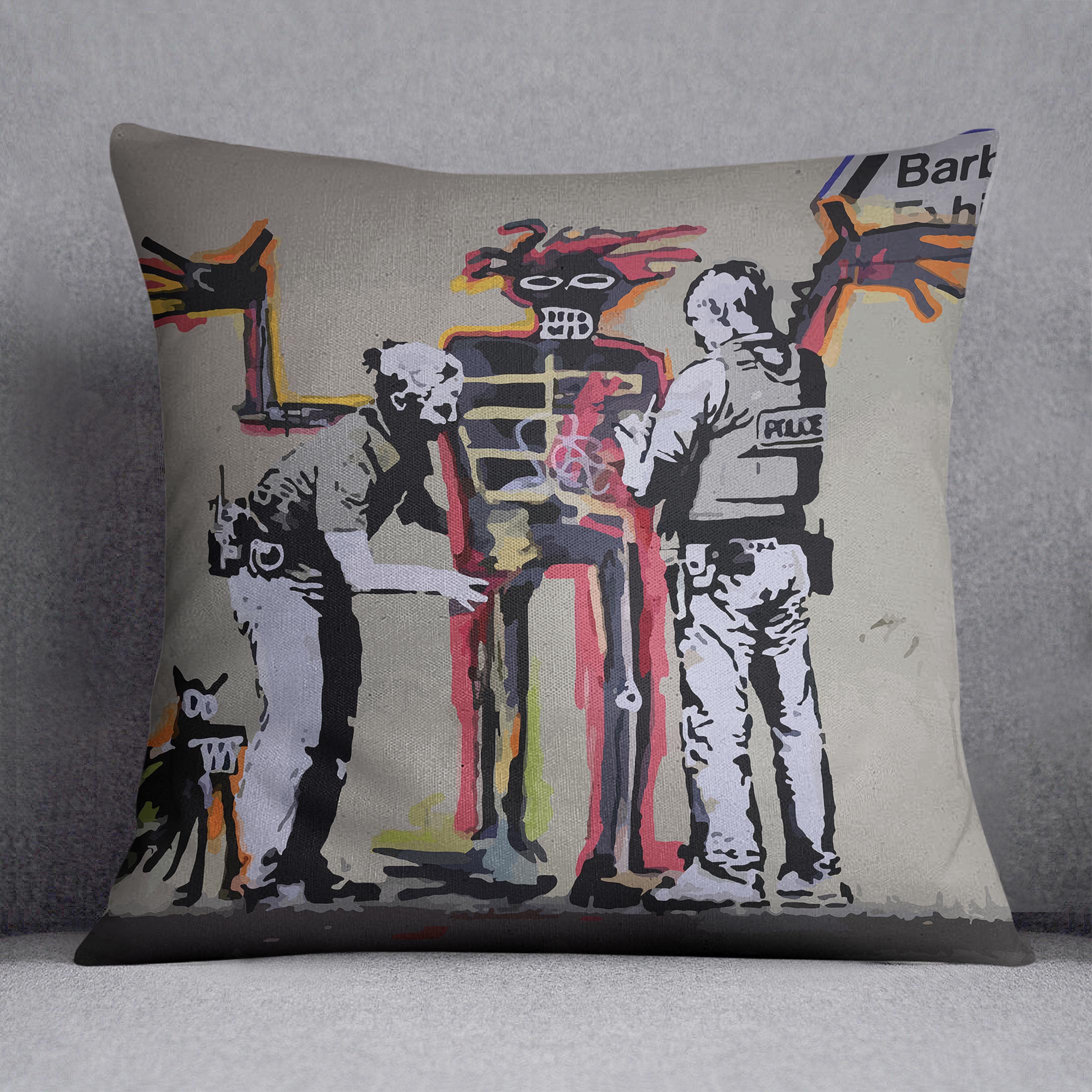 Banksy Basquiat Metropolitan Police Cushion