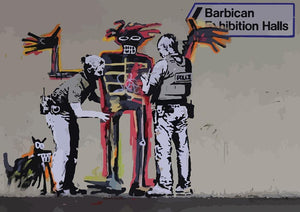 Banksy Basquiat Metropolitan Police Wall Mural Wallpaper - Canvas Art Rocks - 1