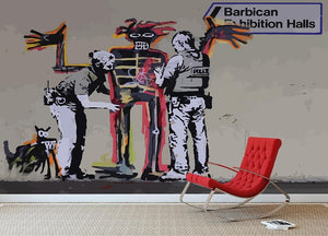 Banksy Basquiat Metropolitan Police Wall Mural Wallpaper - Canvas Art Rocks - 2