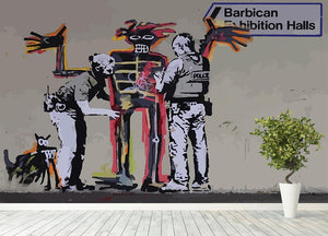 Banksy Basquiat Metropolitan Police Wall Mural Wallpaper - Canvas Art Rocks - 4