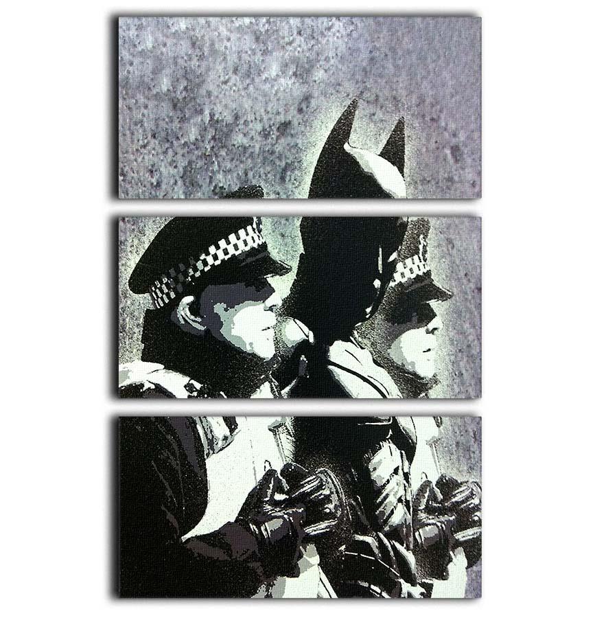Banksy Batman and the Police 3 Split Panel Canvas Print - Canvas Art Rocks - 1