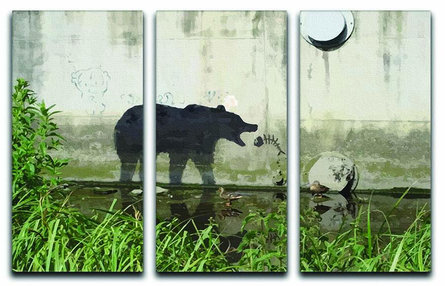 Banksy Bear 3 Split Panel Canvas Print - Canvas Art Rocks - 1