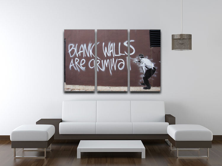 Banksy Blank Walls Are Criminal 3 Split Panel Canvas Print - Canvas Art Rocks