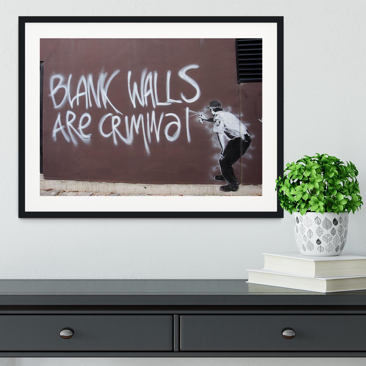 Banksy Blank Walls Are Criminal Framed Print - Canvas Art Rocks - 1