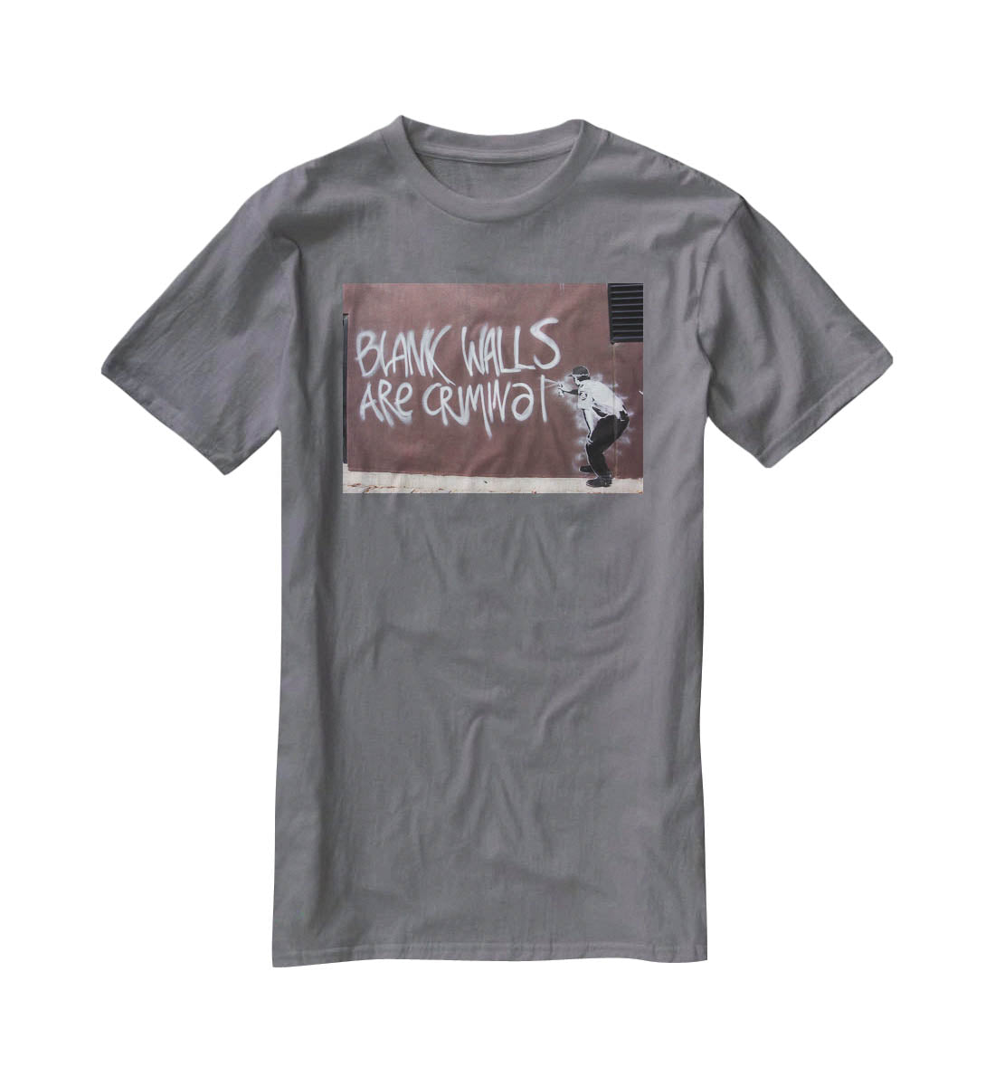 Banksy Blank Walls Are Criminal T-Shirt - Canvas Art Rocks - 3