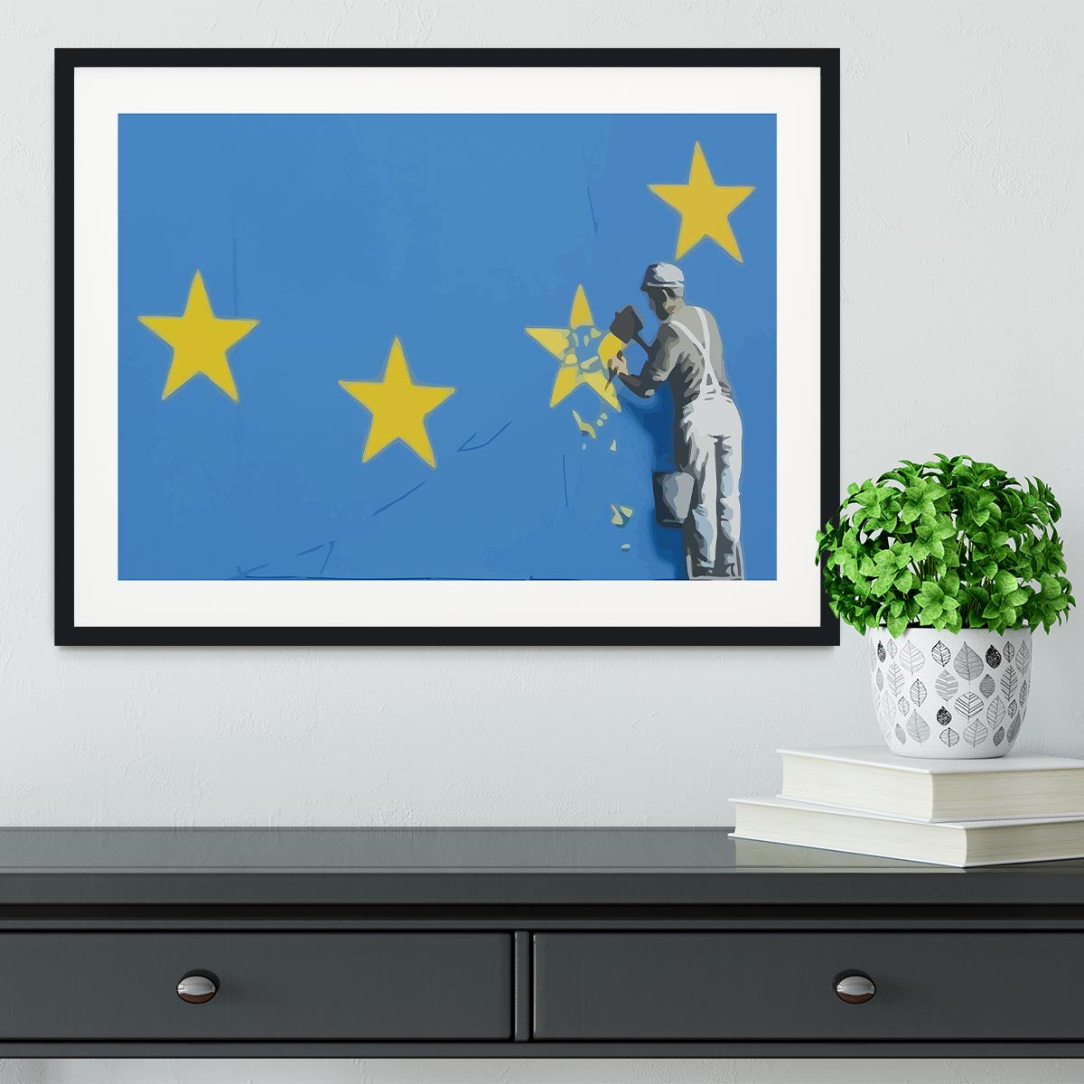 Banksy Brexit Star Dover Framed Print - Canvas Art Rocks - 1