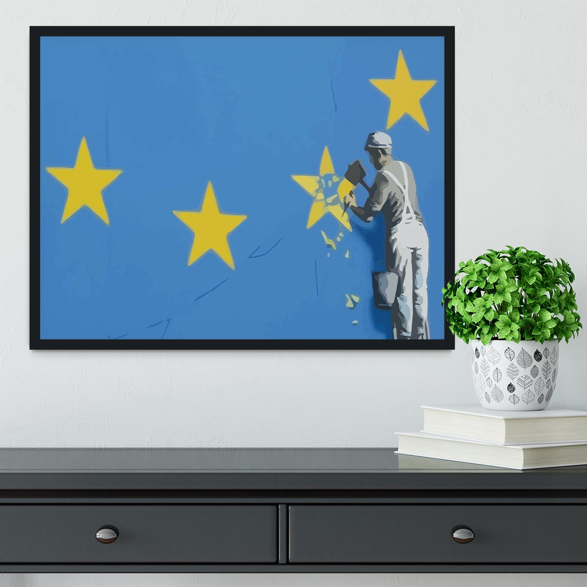 Banksy Brexit Star Dover Framed Print - Canvas Art Rocks - 2