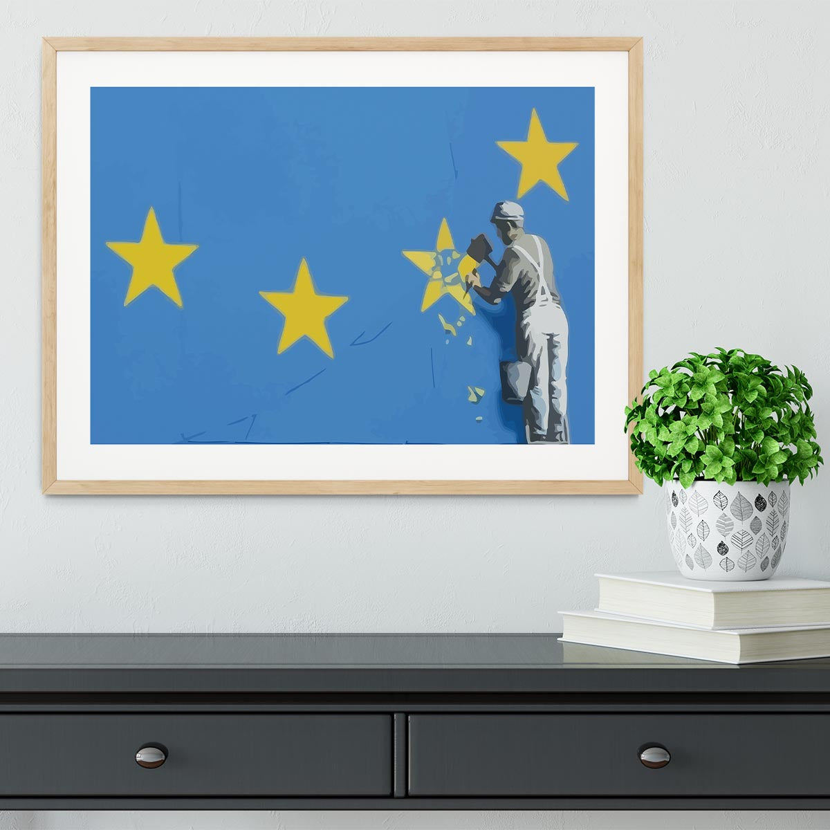 Banksy Brexit Star Dover Framed Print - Canvas Art Rocks - 3