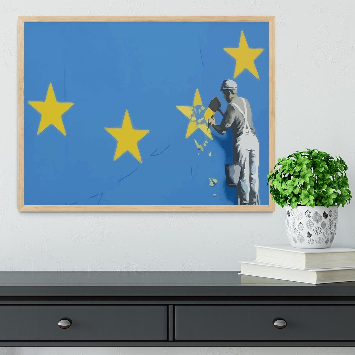 Banksy Brexit Star Dover Framed Print - Canvas Art Rocks - 4