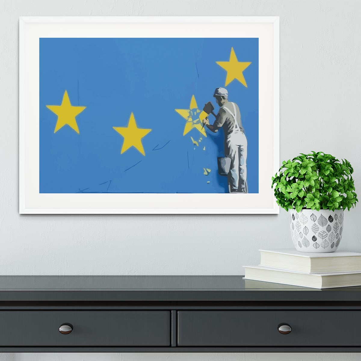 Banksy Brexit Star Dover Framed Print - Canvas Art Rocks - 5