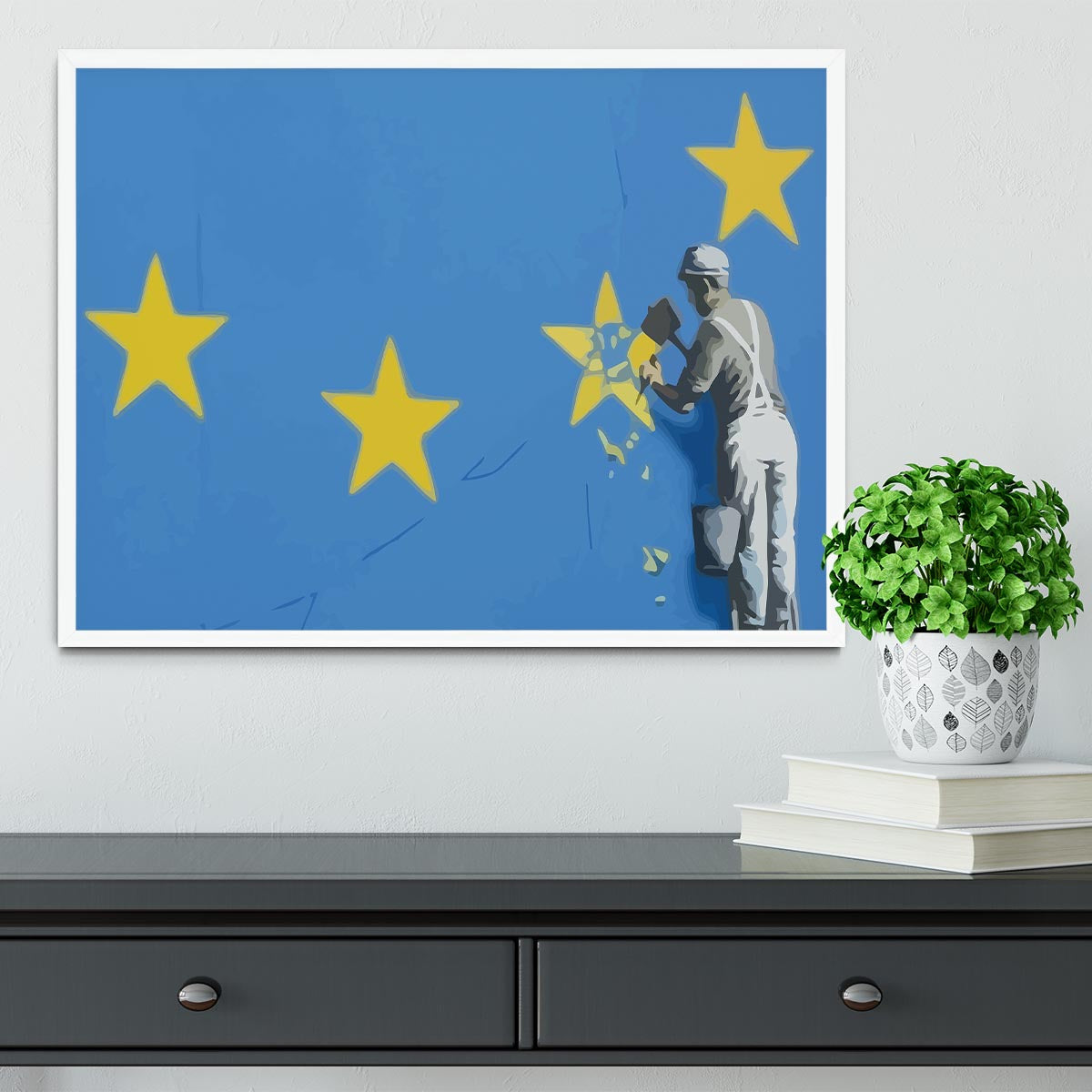 Banksy Brexit Star Dover Framed Print - Canvas Art Rocks -6