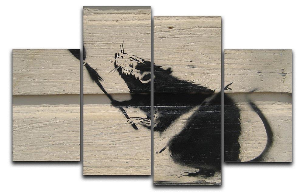 Banksy Broom Rat 4 Split Panel Canvas  - Canvas Art Rocks - 1