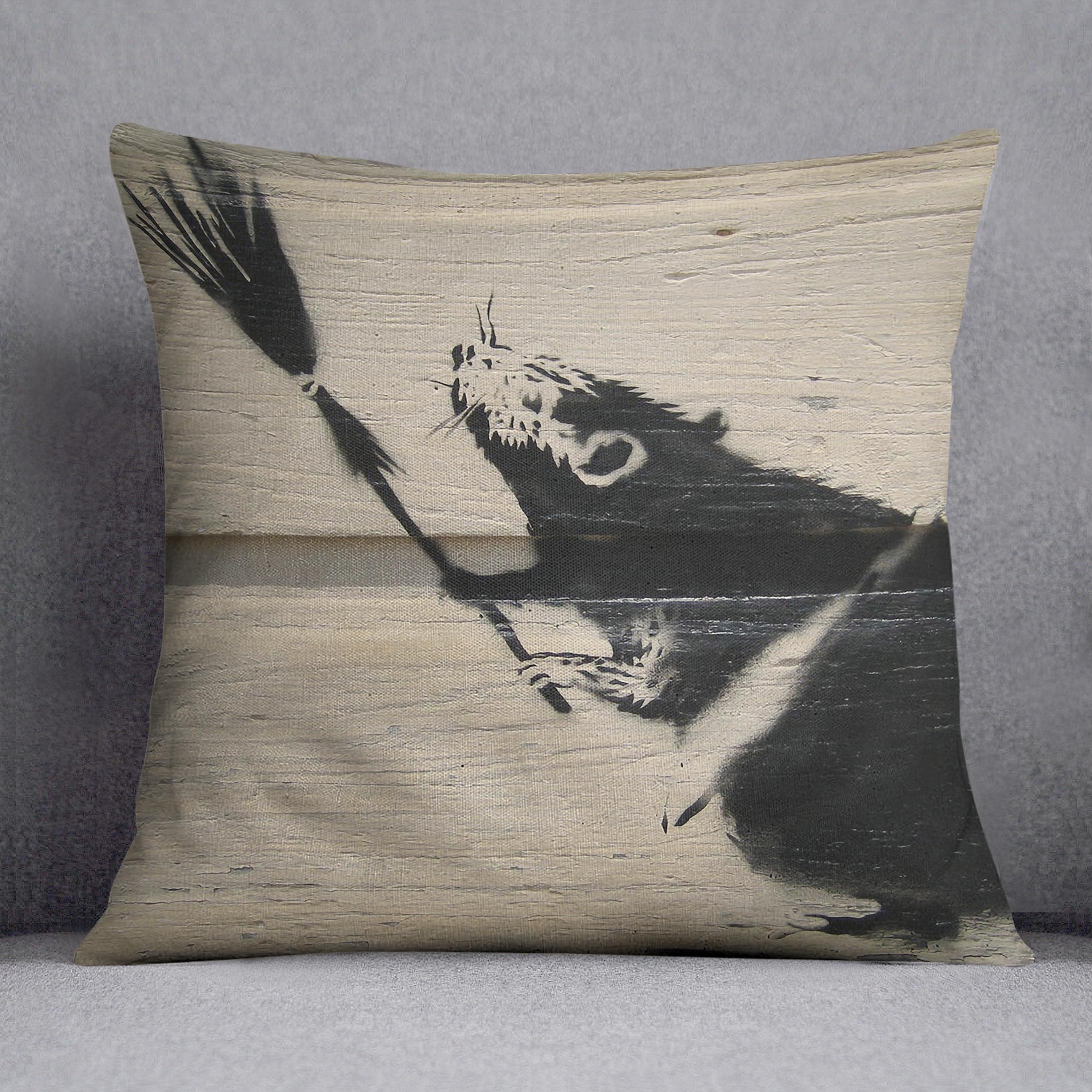 Banksy Broom Rat Cushion