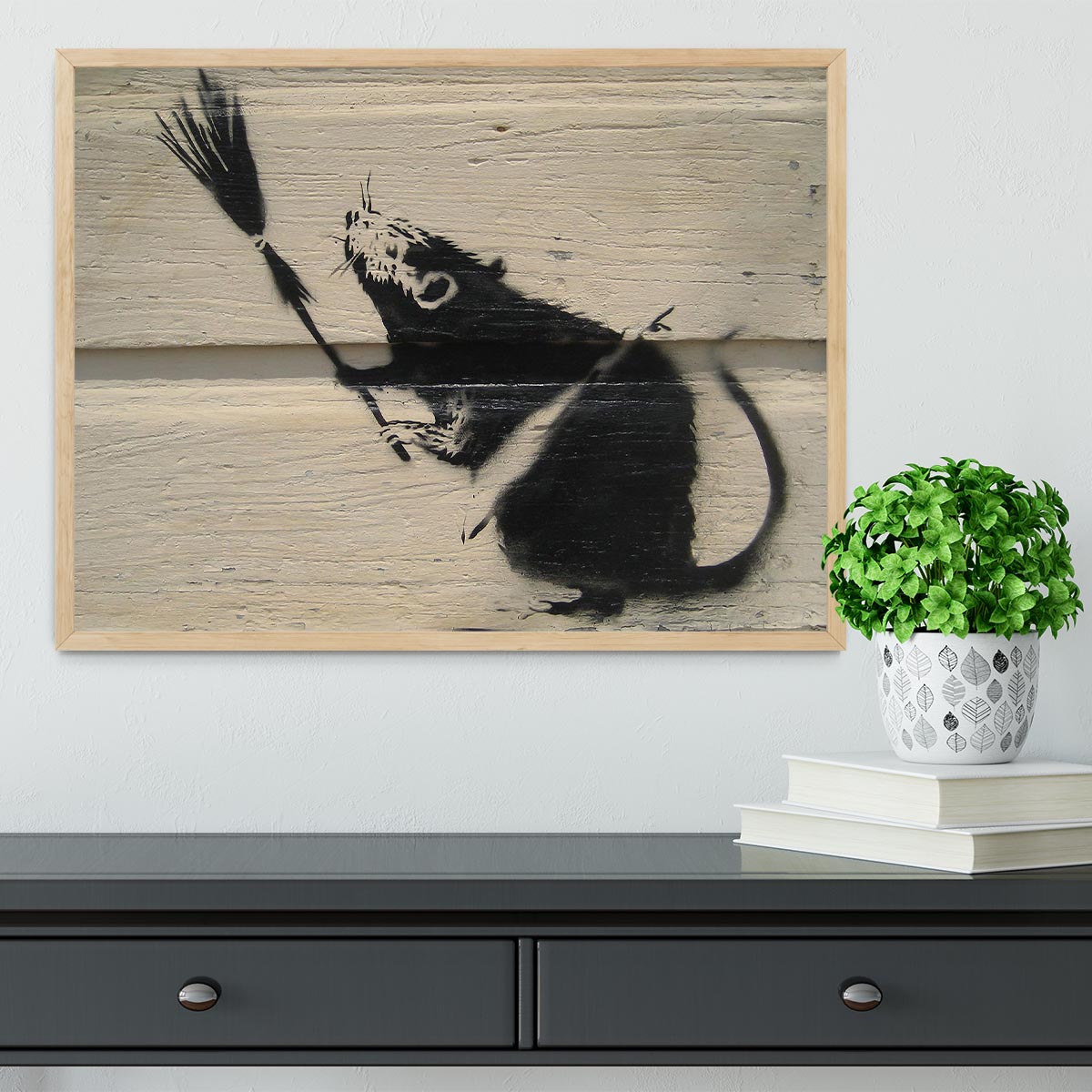 Banksy Broom Rat Framed Print - Canvas Art Rocks - 4