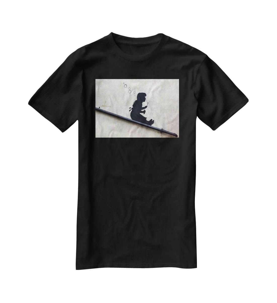 Banksy Bubble Slide Girl T-Shirt - Canvas Art Rocks - 1