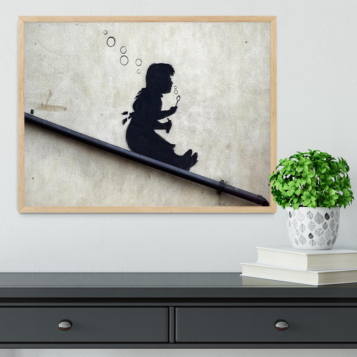 Banksy Bubble Slide Girl Framed Print - Canvas Art Rocks - 4