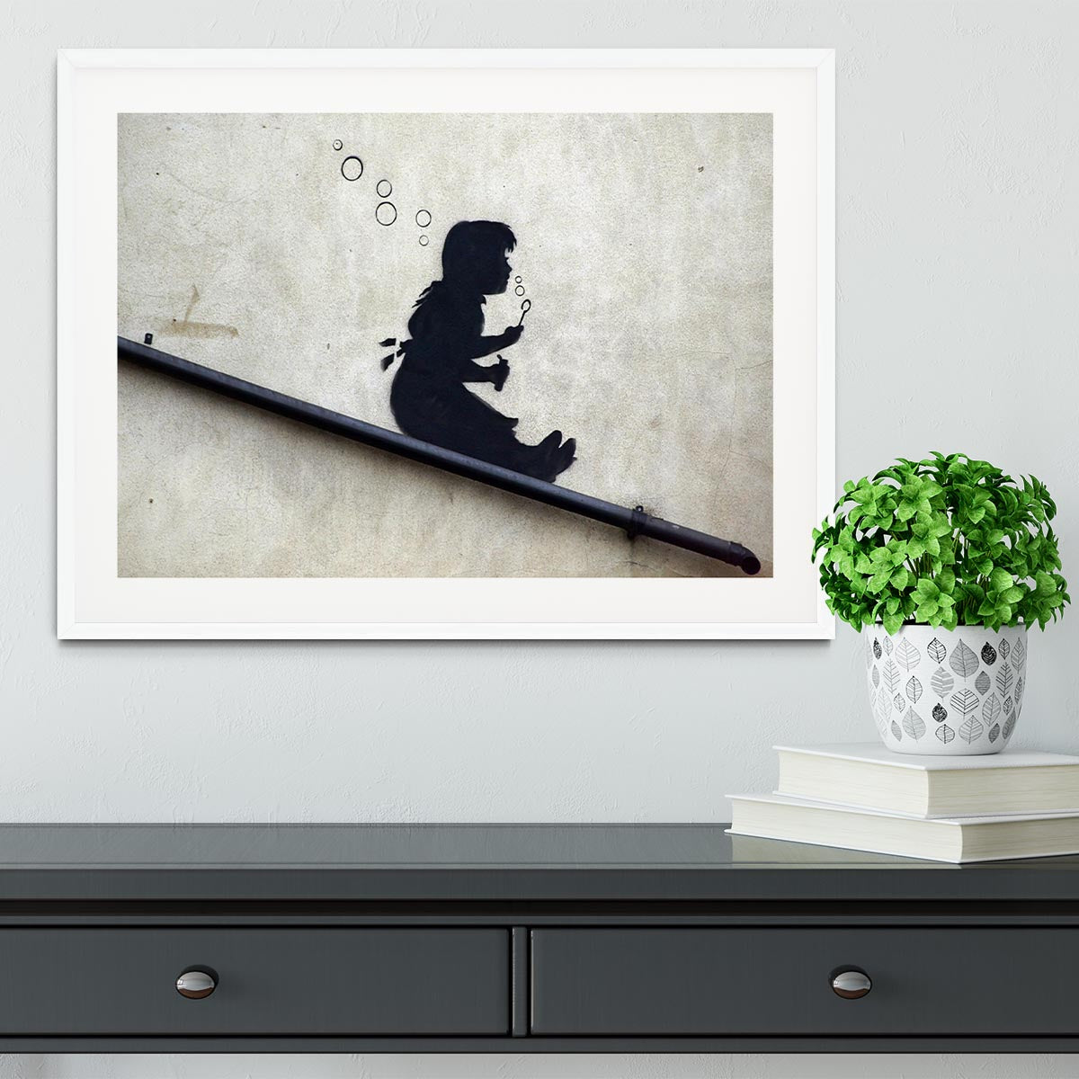 Banksy Bubble Slide Girl Framed Print - Canvas Art Rocks - 5
