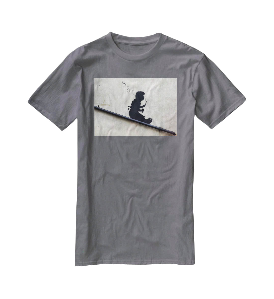 Banksy Bubble Slide Girl T-Shirt - Canvas Art Rocks - 3