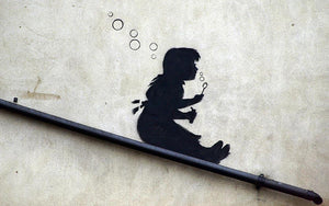 Banksy Bubble Slide Girl Wall Mural Wallpaper - Canvas Art Rocks - 1
