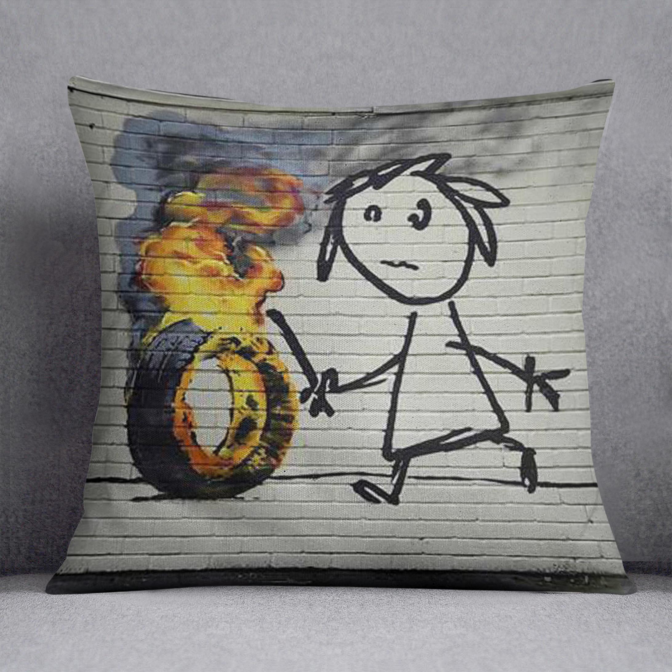 Banksy Burning Tyre Cushion