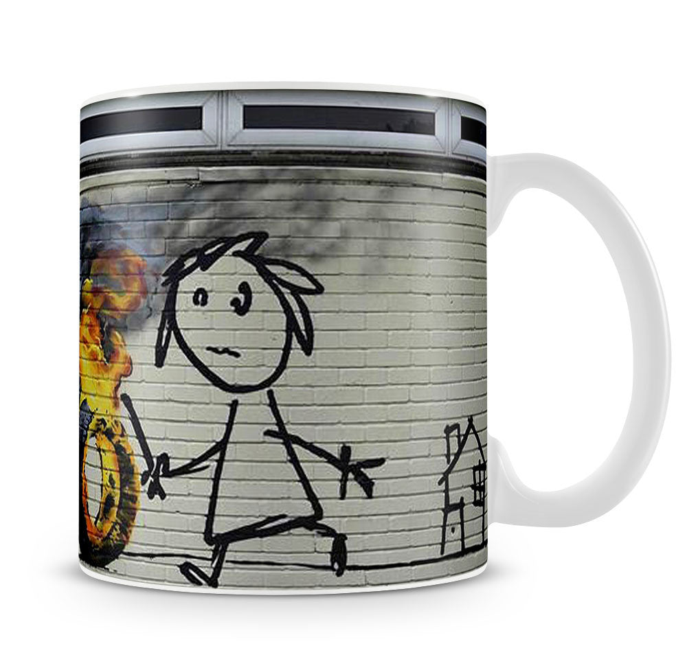 Banksy Burning Tyre Mug - Canvas Art Rocks