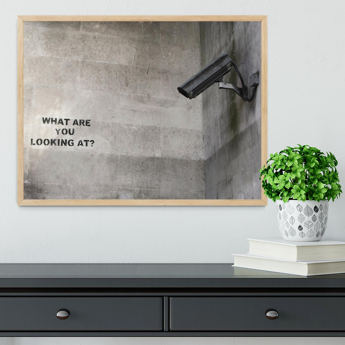 Banksy CCTV What Are You Looking at Framed Print
