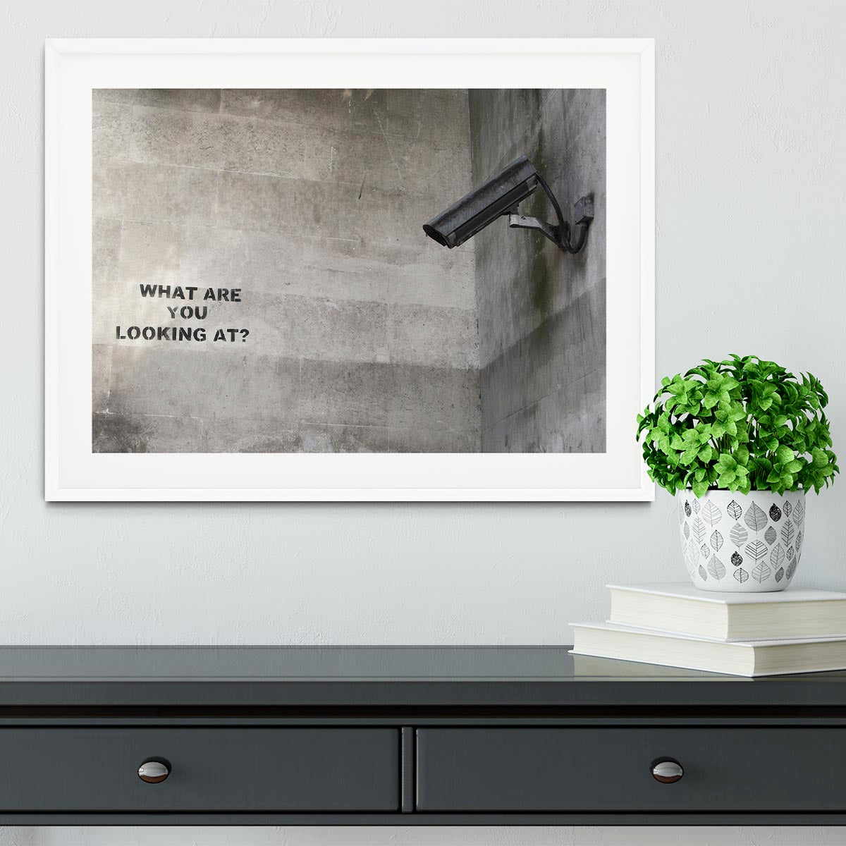 Banksy CCTV What Are You Looking at Framed Print