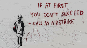 Banksy Call An Airstrike Wall Mural Wallpaper - Canvas Art Rocks - 1