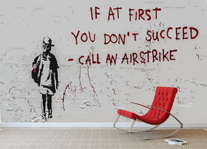 Banksy Call An Airstrike Wall Mural Wallpaper - Canvas Art Rocks - 2