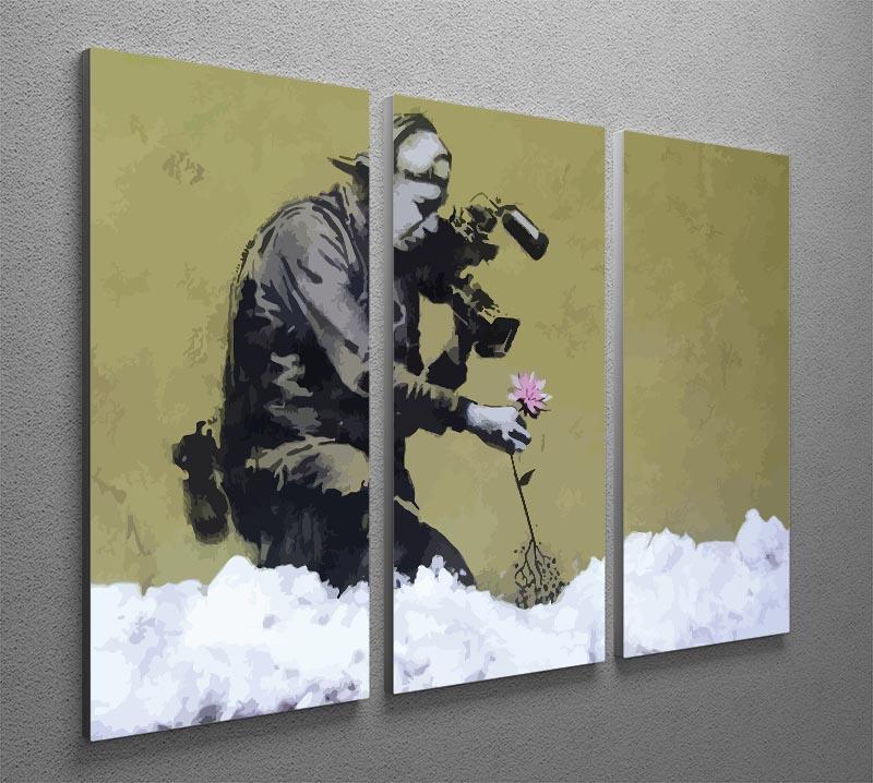 Banksy Cameraman and Flower 3 Split Panel Canvas Print - Canvas Art Rocks - 4
