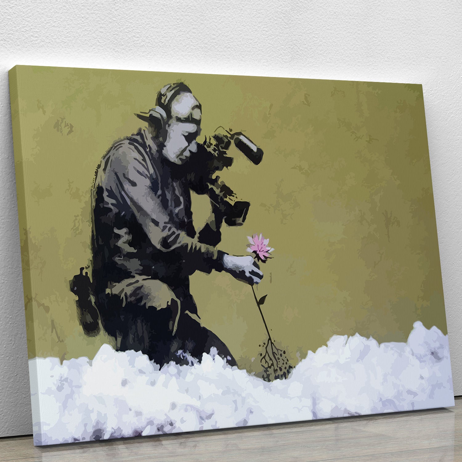 Banksy Cameraman and Flower Canvas Print or Poster - Canvas Art Rocks - 1